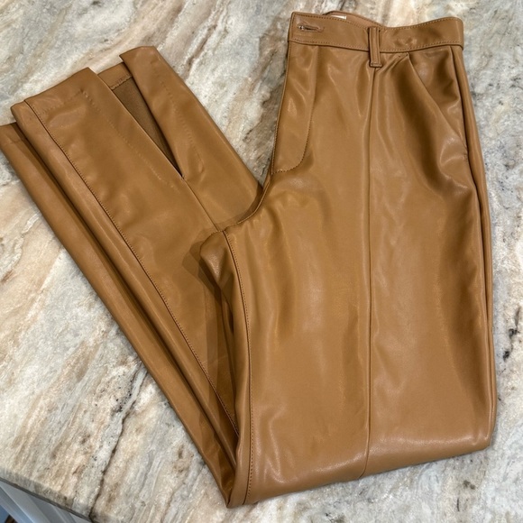 Women’s ABERCROMBIE & FITCH Ultra High Rise Faux Leather Pants Split Hem- Sz 10 - Picture 6 of 11